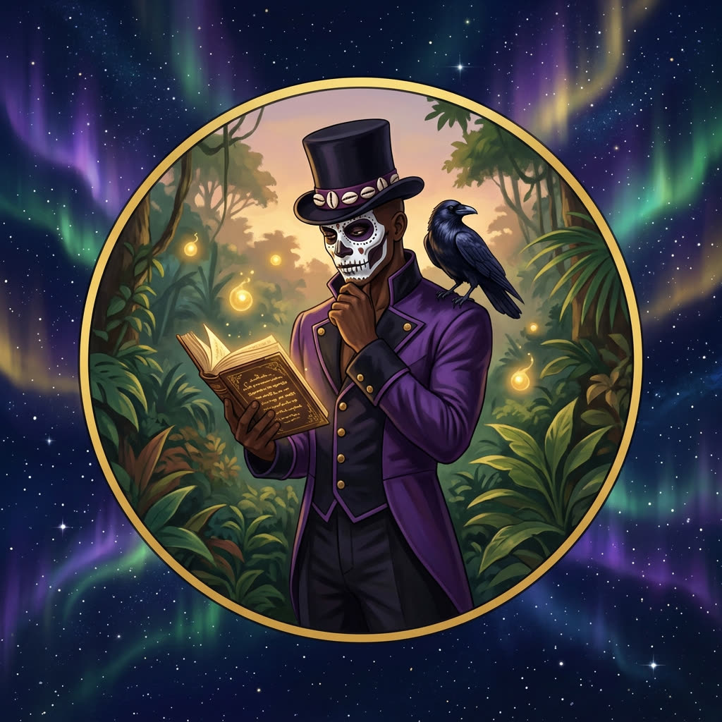 Baron Samedi mit Rabe · die Anerkennung der Toten